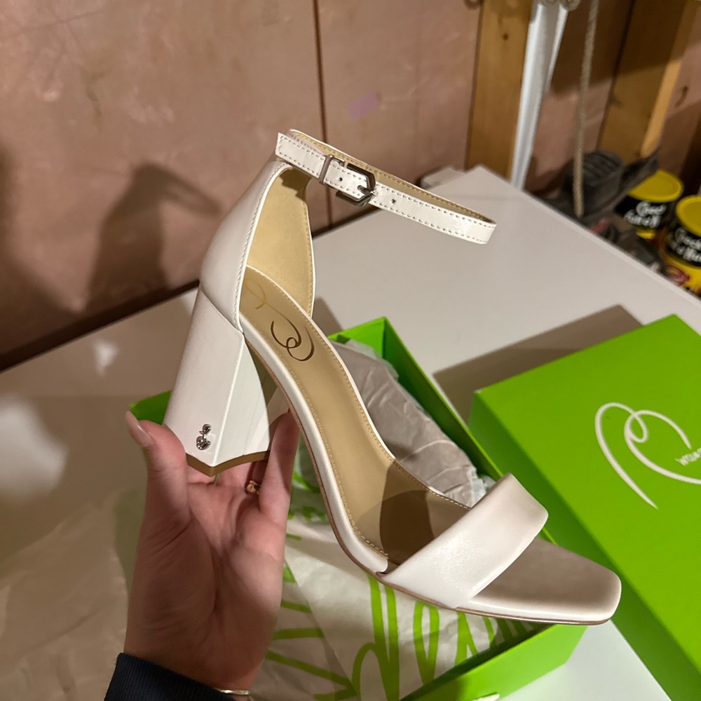 Sam Edelman White Block Heel Sandals